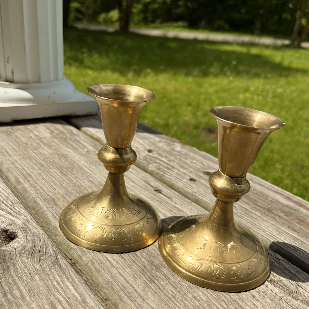 Pair of Elegant Brass Candle Holders